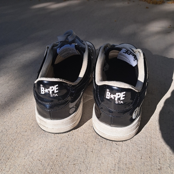 A Bathing Ape Bapesta Low Patent Black Sneaker Mens Shoes Size 12 - Picture 4 of 10